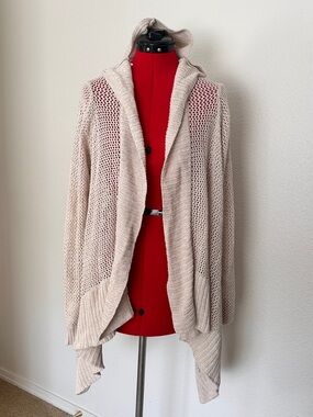 ROXY Open-Front Hooded Knit Cardigan - Cream - small